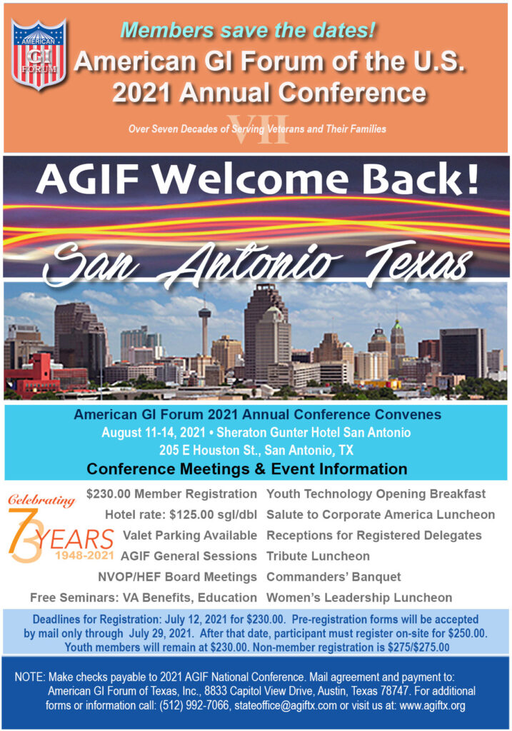 American GI Forum National Conference 2021 Memo AGIF of Texas, Inc.